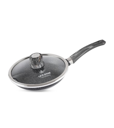 LIFE SMILE Fry Pan with Lid Granite Coating Non Stick Surface