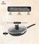 LIFE SMILE Frying Pan Big Size With Lid - Multi Layer Granite Coating Fry Pan   100% PFOA FREE   Heat-Resistant Handle Hanging Loop   Induction Base (Dark Black, 28 CM (2.9 Liters))