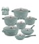 LIFE SMILE Cookware Set - 29 pieces Pots and Pans set Granite Non Stick Coating 100% PFOA FREE, Induction Base Cooking Set Oven Safe include Casseroles &amp; Shallow Pot &amp; Silicone Utensils (Green)