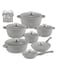 LIFE SMILE Cookware Set - 29 pieces Pots and Pans set Granite Non Stick Coating 100% PFOA FREE, Induction Base Cooking Set Oven Safe include Casseroles &amp; Shallow Pot &amp; Silicone Utensils (Gray)