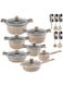 19-Piece Multi Layer Granite Coated Cookware Set - Set Includes 20/24/28/32cm Soup Pot, 28cm Shallow Pot, 28cm Fry Pan, 18cm Sauce pan and Kitchen tools