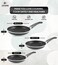LIFE SMILE Frying Pan Set - Multi Layer Granite Coating Fry Pan   Include 20 CM, 24 CM, 28 CM Non Stick Pan   Heat-Resistant Handle Hanging Loop (Black)