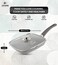 LIFE SMILE grill pan Non-stick Granite Coating with lid   Oven Safe   versatile grilling pan with drop opening, Skillet large surface,100% PFOA free (Davy Grey, 28 CM Fixed Handle)