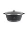 LIFE SMILE Cooking Pot   aluminum Soup Pot With Glass Lid   100% PFOA Free, Fixed Handle   Multi Layer Non-Stick Granite Coating   oven safe &amp; Dishwasher Safe (32CM (9.5 Liters), Black)