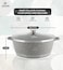 LIFE SMILE Cooking Pot   aluminum Soup Pot With Glass Lid   100% PFOA Free, Fixed Handle   Multi Layer Non-Stick Granite Coating   oven safe &amp; Dishwasher Safe (32CM (9.5 Liters), Gray)