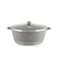 LIFE SMILE Cooking Pot   aluminum Soup Pot With Glass Lid   100% PFOA Free, Fixed Handle   Multi Layer Non-Stick Granite Coating   oven safe &amp; Dishwasher Safe (32CM (9.5 Liters), Gray)