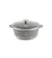LIFE SMILE Cooking Pot   aluminum Soup Pot With Glass Lid   100% PFOA Free, Fixed Handle   Multi Layer Non-Stick Granite Coating   oven safe &amp; Dishwasher Safe (24CM (4.1 Liters), Gray)