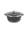 LIFE SMILE Cooking Pot   aluminum Soup Pot With Glass Lid   100% PFOA Free, Fixed Handle   Multi Layer Non-Stick Granite Coating   oven safe &amp; Dishwasher Safe (28CM (6.7 Liters), Black)