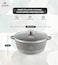 LIFE SMILE Cooking Pot   aluminum Soup Pot With Glass Lid   100% PFOA Free, Fixed Handle   Multi Layer Non-Stick Granite Coating   oven safe &amp; Dishwasher Safe (28CM (6.7 Liters), Gray)