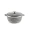 LIFE SMILE Cooking Pot   aluminum Soup Pot With Glass Lid   100% PFOA Free, Fixed Handle   Multi Layer Non-Stick Granite Coating   oven safe &amp; Dishwasher Safe (28CM (6.7 Liters), Gray)
