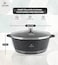LIFE SMILE Cooking Pot   aluminum Soup Pot With Glass Lid   100% PFOA Free, Fixed Handle   Multi Layer Non-Stick Granite Coating   oven safe &amp; Dishwasher Safe (36CM (13 Liters), Black)