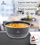 LIFE SMILE Cooking Pot   aluminum Soup Pot With Glass Lid   100% PFOA Free, Fixed Handle   Multi Layer Non-Stick Granite Coating   oven safe &amp; Dishwasher Safe (36CM (13 Liters), Black)