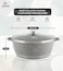 LIFE SMILE Cooking Pot   aluminum Soup Pot With Glass Lid   100% PFOA Free, Fixed Handle   Multi Layer Non-Stick Granite Coating   oven safe &amp; Dishwasher Safe (36CM (13 Liters), Gray)