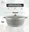 LIFE SMILE Cooking Pot   aluminum Soup Pot With Glass Lid   100% PFOA Free, Fixed Handle   Multi Layer Non-Stick Granite Coating   oven safe &amp; Dishwasher Safe (40CM (18 Liters), Gray)