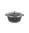 LIFE SMILE Cooking Pot   aluminum Soup Pot With Glass Lid   100% PFOA Free, Fixed Handle   Multi Layer Non-Stick Granite Coating   oven safe &amp; Dishwasher Safe (20CM (2.3 Liters), Black)