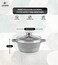 LIFE SMILE Cooking Pot   aluminum Soup Pot With Glass Lid   100% PFOA Free, Fixed Handle   Multi Layer Non-Stick Granite Coating   oven safe &amp; Dishwasher Safe (16CM (1.5 Liters), Gray)