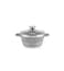 LIFE SMILE Cooking Pot   aluminum Soup Pot With Glass Lid   100% PFOA Free, Fixed Handle   Multi Layer Non-Stick Granite Coating   oven safe &amp; Dishwasher Safe (16CM (1.5 Liters), Gray)