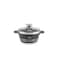 LIFE SMILE Cooking Pot   aluminum Soup Pot With Glass Lid   100% PFOA Free, Fixed Handle   Multi Layer Non-Stick Granite Coating   oven safe &amp; Dishwasher Safe (16CM (1.5 Liters), Black)