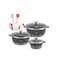 LIFE SMILE Pots Set 8 pieces - Kitchen Cookware set , Granite Non Stick Coating, Die Cast aluminum 100% PFOA FREE include Casseroles &amp; Silicone Utensils (Black (16/20/24CM))