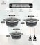 LIFE SMILE Pots Set 8 pieces - Kitchen Cookware set, Granite Non Stick Coating, Die Cast aluminum 100% PFOA FREE include Casseroles &amp; Silicone Utensils (Black (24/28/32CM))