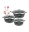 LIFE SMILE Pots Set 8 pieces - Kitchen Cookware set, Granite Non Stick Coating, Die Cast aluminum 100% PFOA FREE include Casseroles &amp; Silicone Utensils (Black (24/28/32CM))