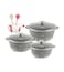 LIFE SMILE Pots Set 8 pieces - Kitchen Cookware set, Granite Non Stick Coating, Die Cast aluminum 100% PFOA FREE include Casseroles &amp; Silicone Utensils (Gray (24/28/32CM))