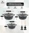 LIFE SMILE Pots Set 8 pieces - Kitchen Cookware set, Granite Non Stick Coating, Die Cast aluminum 100% PFOA FREE include Casseroles &amp; Silicone Utensils (Black (20/24/28CM))