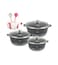 LIFE SMILE Pots Set 8 pieces - Kitchen Cookware set, Granite Non Stick Coating, Die Cast aluminum 100% PFOA FREE include Casseroles &amp; Silicone Utensils (Black (20/24/28CM))