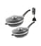 LIFE SMILE - Frying Pans with Lids Multi-Layer Granite Coating Non Stick