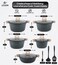 LIFE SMILE Cookware Set - 13 Pieces Pots and pan set Induction Base, Granite Non Stick Coating 100% PFOA FREE, Die Cast aluminum Body include Casseroles &amp; Shallow Pot &amp; Kitchen Utensils (Green)