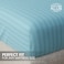 Klub Linen 3PC Striped Fitted Sheet Set, Ultra Soft Microfiber Bedding Set - 1 Fitted Sheet Double (120x200cm) with Deep Pocket and 2 Pillowcases (50 x 75 cm), Aqua