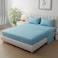 Klub Linen 3PC Striped Fitted Sheet Set, Ultra Soft Microfiber Bedding Set - 1 Fitted Sheet Double (120x200cm) with Deep Pocket and 2 Pillowcases (50 x 75 cm), Aqua
