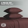 Klub Linen 3PC Striped Fitted Sheet Set, Ultra Soft Microfiber Bedding Set - 1 Fitted Sheet Single (90x190cm) with Deep Pocket and 2 Pillowcases (50 x 75 cm), Chocolate