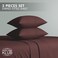 Klub Linen 3PC Striped Fitted Sheet Set, Ultra Soft Microfiber Bedding Set - 1 Fitted Sheet Double (120x200cm) with Deep Pocket and 2 Pillowcases (50 x 75 cm), Chocolate