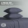 Klub Linen 3PC Striped Fitted Sheet Set, Ultra Soft Microfiber Bedding Set - 1 Fitted Sheet Single (90x190cm) with Deep Pocket and 2 Pillowcases (50 x 75 cm), Dark Grey