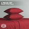 Klub Linen 3PC Striped Fitted Sheet Set, Ultra Soft Microfiber Bedding Set - 1 Fitted Sheet Double (120x200cm) with Deep Pocket and 2 Pillowcases (50 x 75 cm), Red Velvet