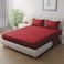 Klub Linen 3PC Striped Fitted Sheet Set, Ultra Soft Microfiber Bedding Set - 1 Fitted Sheet Double (120x200cm) with Deep Pocket and 2 Pillowcases (50 x 75 cm), Red Velvet