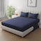 Klub Linen 3PC Striped Fitted Sheet Set, Ultra Soft Microfiber Bedding Set - 1 Fitted Sheet Single (90x190cm) with Deep Pocket and 2 Pillowcases (50 x 75 cm), Navy
