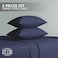 Klub Linen 3PC Striped Fitted Sheet Set, Ultra Soft Microfiber Bedding Set - 1 Fitted Sheet Queen (150x200cm) with Deep Pocket and 2 Pillowcases (50 x 75 cm), Navy
