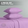 Klub Linen 3PC Striped Fitted Sheet Set, Ultra Soft Microfiber Bedding Set - 1 Fitted Sheet Queen (150x200cm) with Deep Pocket and 2 Pillowcases (50 x 75 cm), LILAC