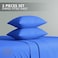 Klub Linen 3PC Striped Fitted Sheet Set, Ultra Soft Microfiber Bedding Set - 1 Fitted Sheet Queen (150x200cm) with Deep Pocket and 2 Pillowcases (50 x 75 cm), Royal Blue