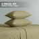 Klub Linen 3PC Striped Fitted Sheet Set, Ultra Soft Microfiber Bedding Set - 1 Fitted Sheet Queen (150x200cm) with Deep Pocket and 2 Pillowcases (50 x 75 cm), Olive