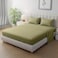Klub Linen 3PC Striped Fitted Sheet Set, Ultra Soft Microfiber Bedding Set - 1 Fitted Sheet Queen (150x200cm) with Deep Pocket and 2 Pillowcases (50 x 75 cm), Olive