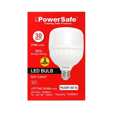 PowerSafe LED Bulb 30W Daylight E27 T Shape, 2700 Lumen, 6500K, 85% Energy Saving, 15,000 Hours Lifespan, with Surge Protection, ESMA Approved