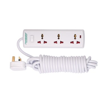 Terminator 3 Way Universal Power Extension Socket With Master Switch, Indicator and 3M Cable