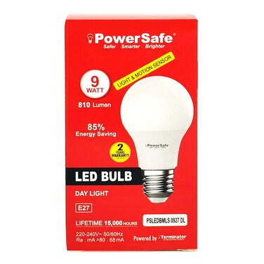 PowerSafe LED Bulb 9W Day Light E27 Motion &amp; Light Sensor