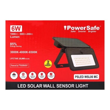 PowerSafe LED Solar Wall Sensor Light 6W Multi Colour Three Step Dimmable