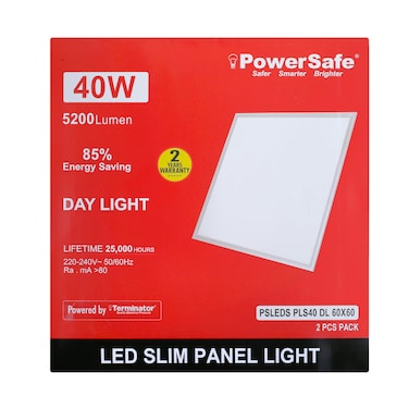 PowerSafe LED Square Panel Light Slim 60&times;60 40W Day Light (2Pcs Per Pack)