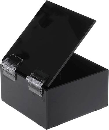 Acrylic Box - Fluorescent Display Box with Hinges &ndash; Gift Showcase for Collectibles, Jewelries - Dustproof Protection Storage (10x10x5 cm, Black)