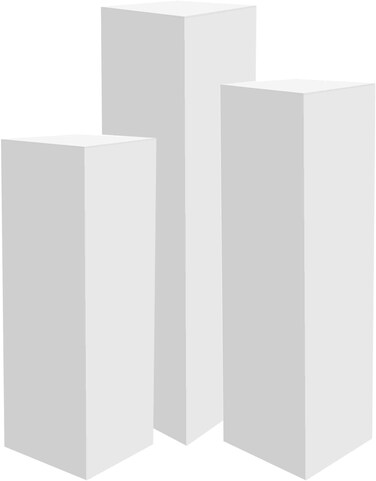 LAMSIT IBDAA Acrylic Pedestals &ndash; Plastic Stands &ndash; Acrylic Plinths &ndash; Acrylic Risers &ndash; Side Tables (Set of 3, White)